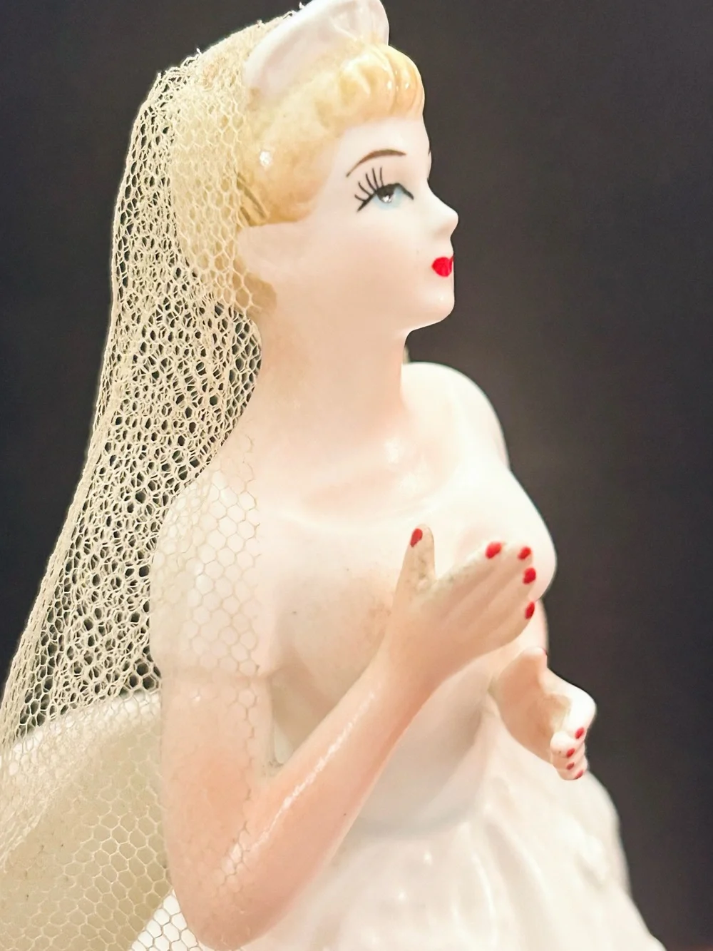 Vintage 1950s Inarco Japan Ceramic Bride Planter Figurine, Mid Century Wedding